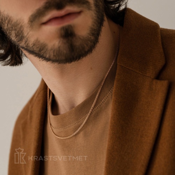 Цепь из красного золота 585, плетение «Бисмарк»